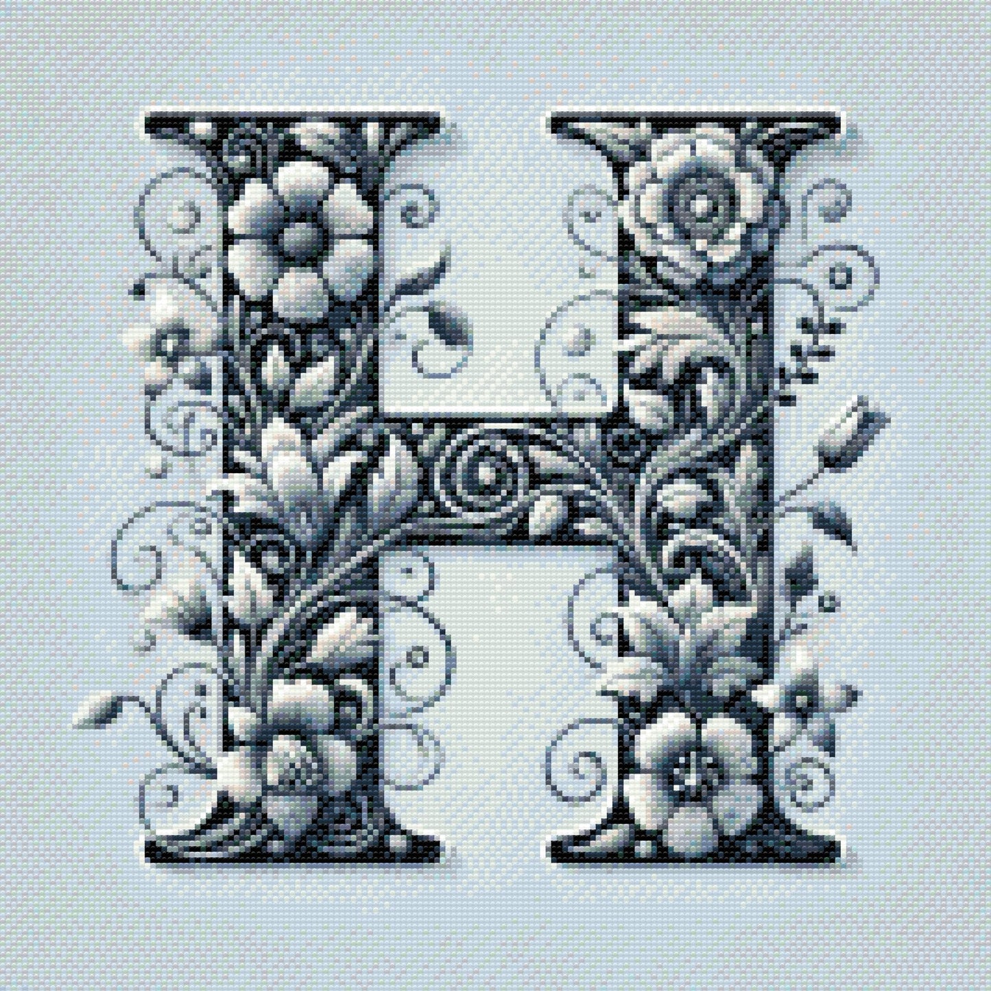 Diamond Paint - Bogstav H - Blomstermønster