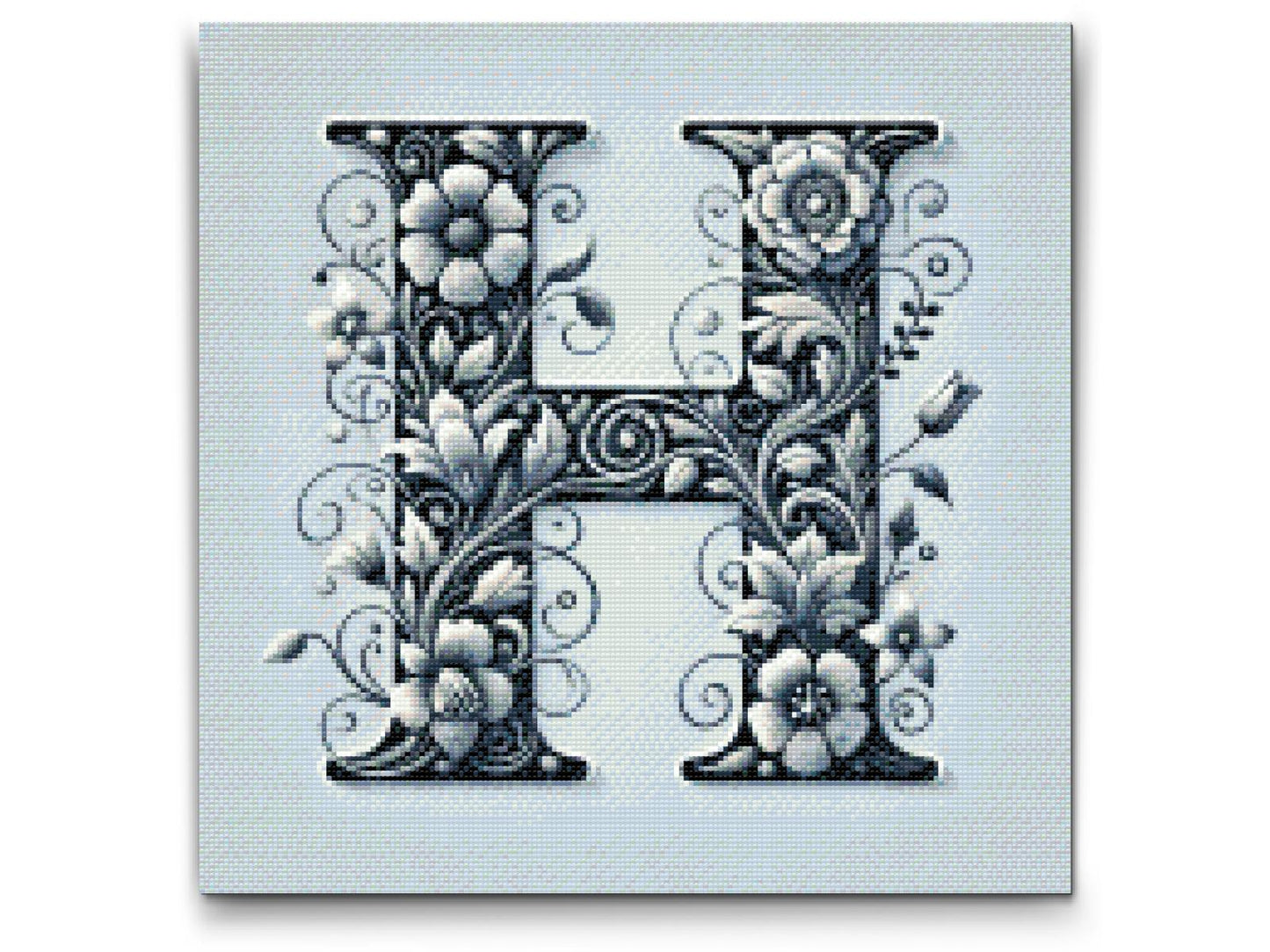 Diamond Paint - Bogstav H - Blomstermønster
