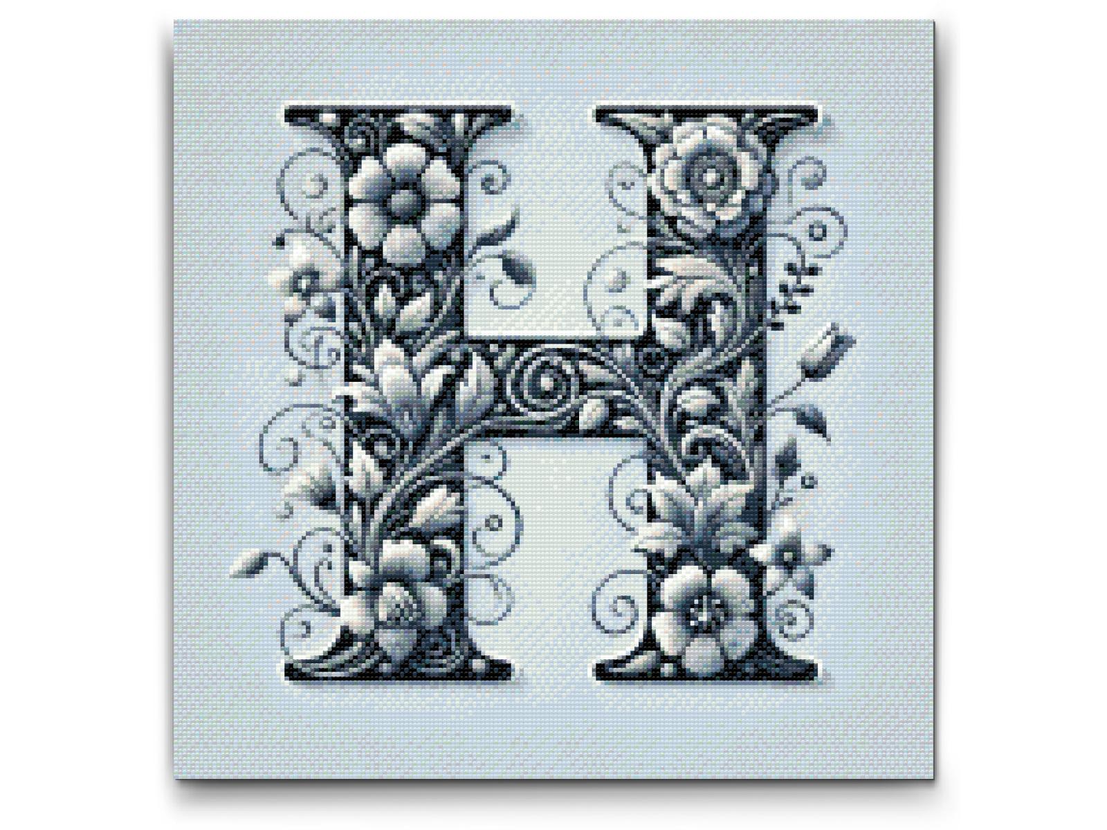 Diamond Paint - Bogstav H - Blomstermønster