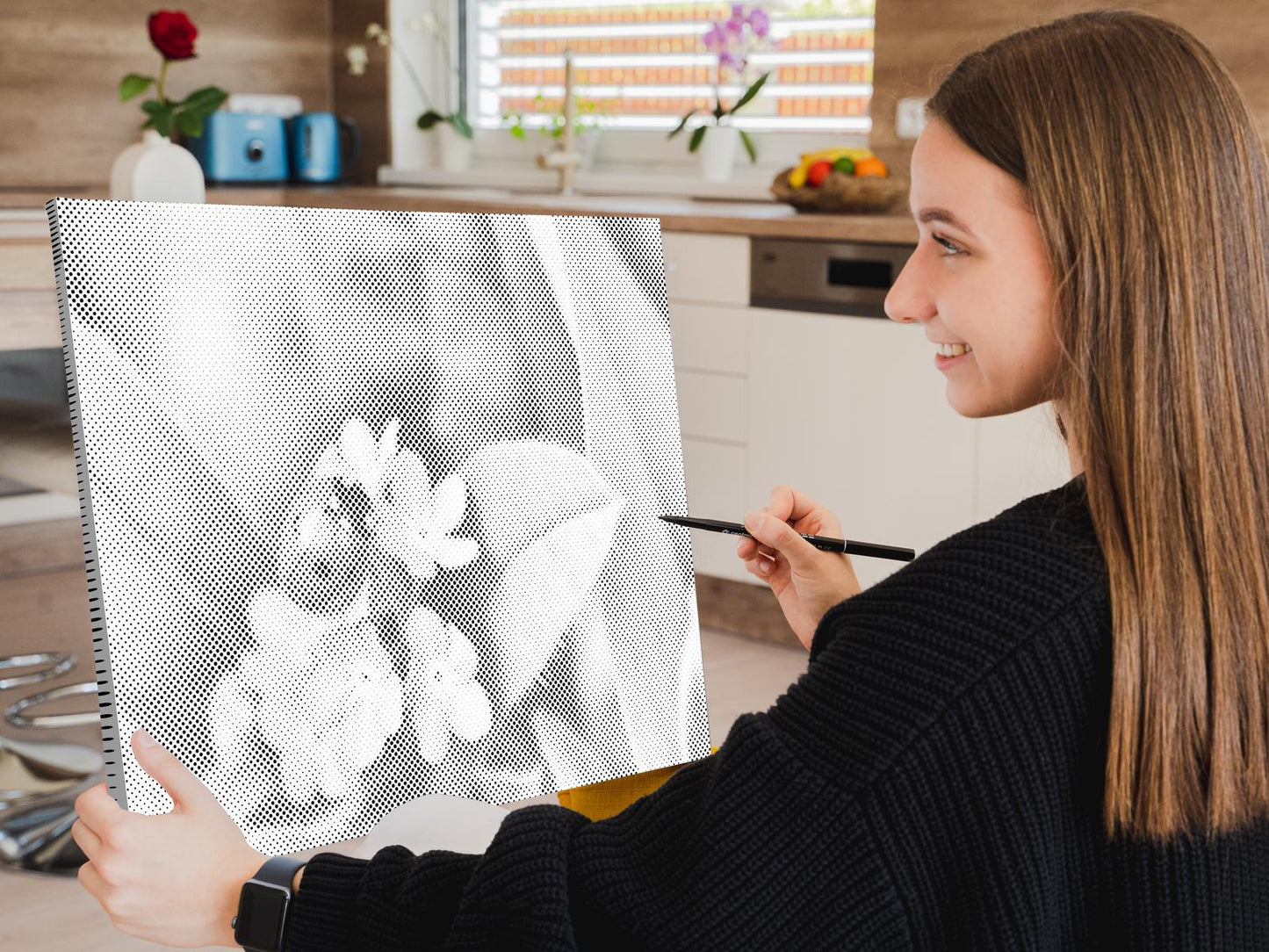 Dotting - Mariehøne på blå blomster