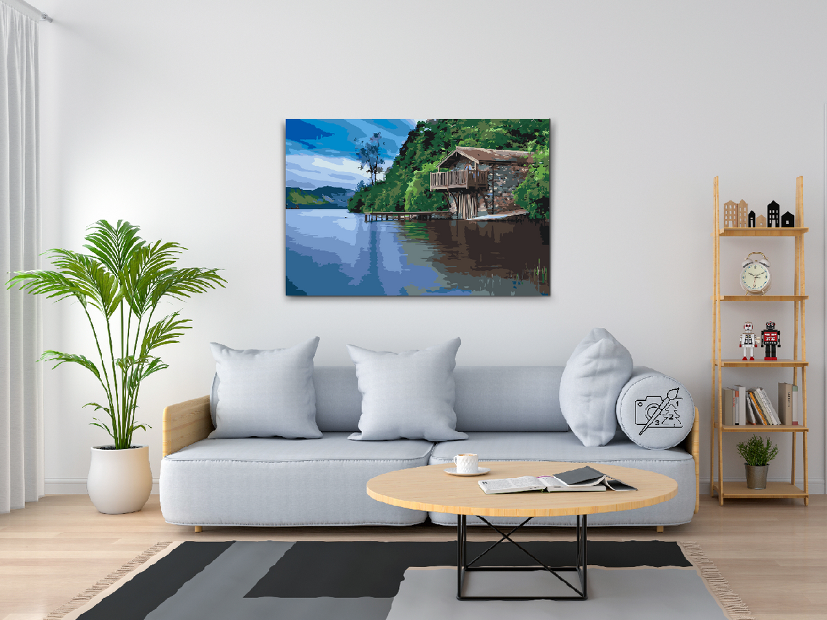 Paint by number - Hytte ved søen