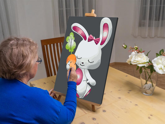 Paint by number - Kanin med lyserøde ører
