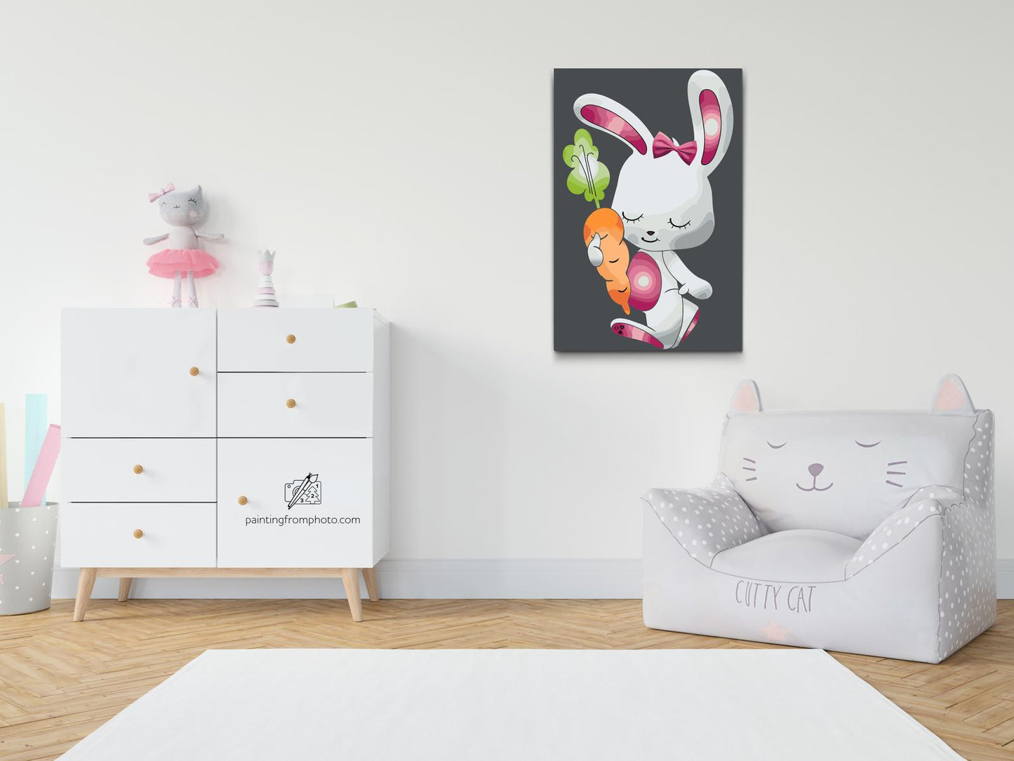 Paint by number - Kanin med lyserøde ører
