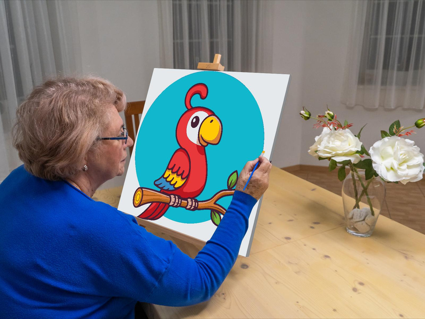 Paint by number - Rød papegøje