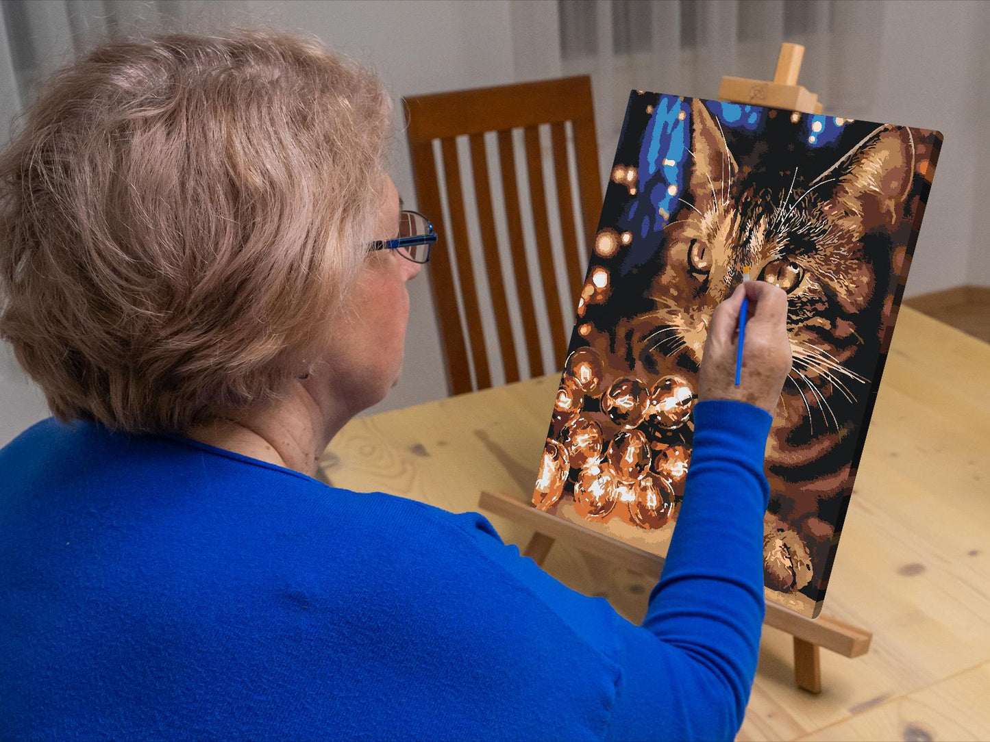 Paint by number - Kat med lyskæder