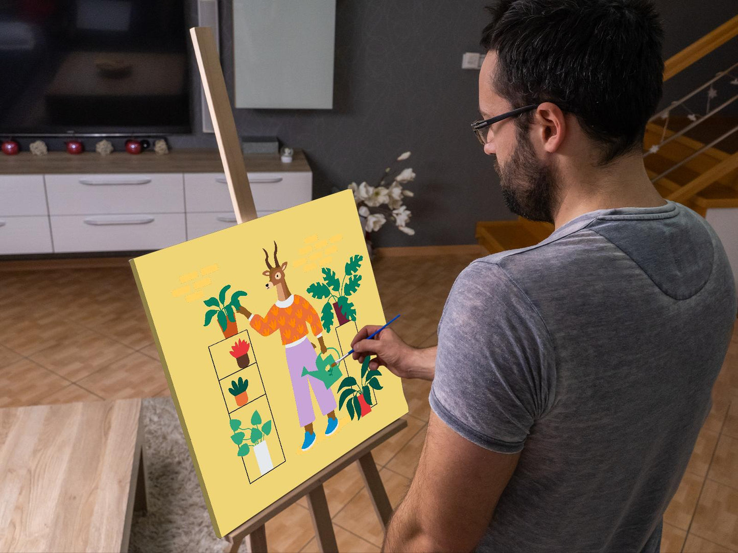 Paint by number - Illustration - Hjort