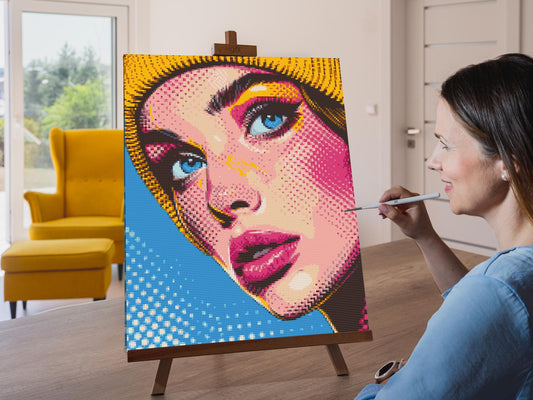 Diamond Paint - Pop art - Kvinde med hat