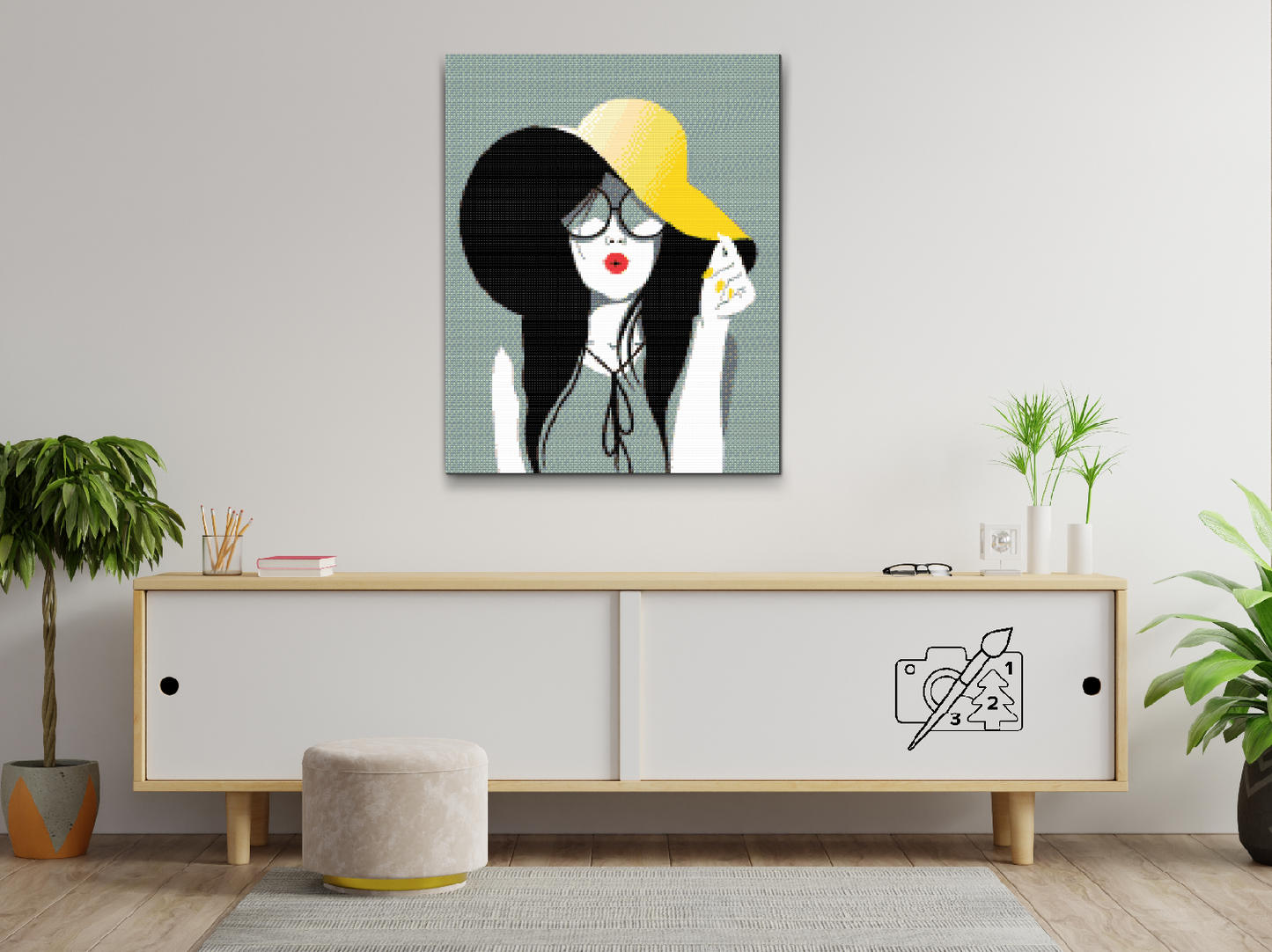Diamond Paint - Dame med den gule hat
