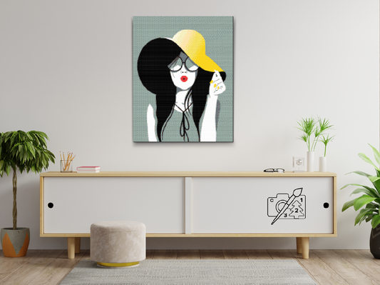 Diamond Paint - Dame med den gule hat