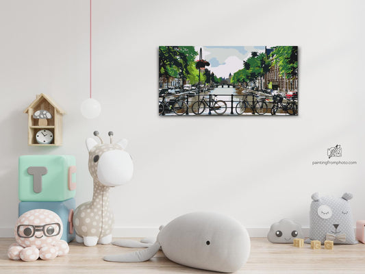 Paint by number - Udsigt fra broen ved Amsterdam - Holland