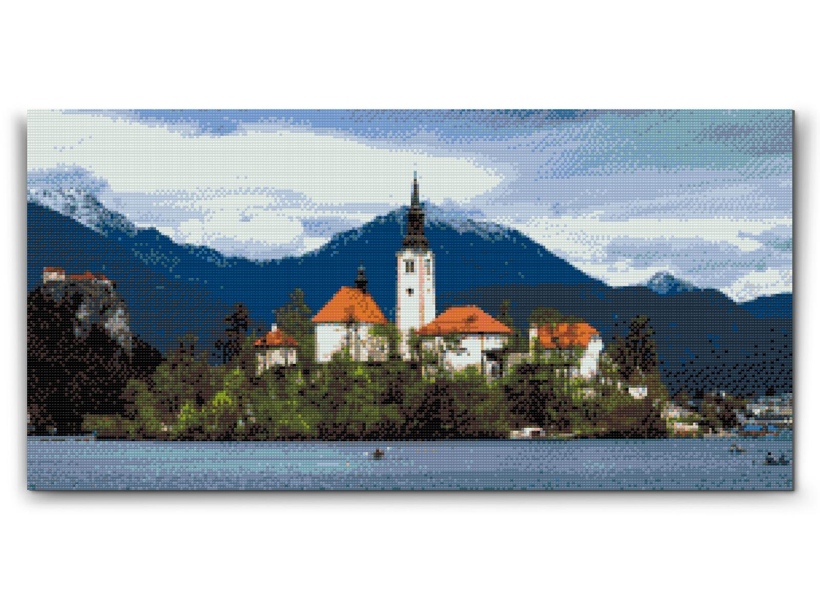 Diamond Paint - Kirken ved Lake Bled – Slovenien