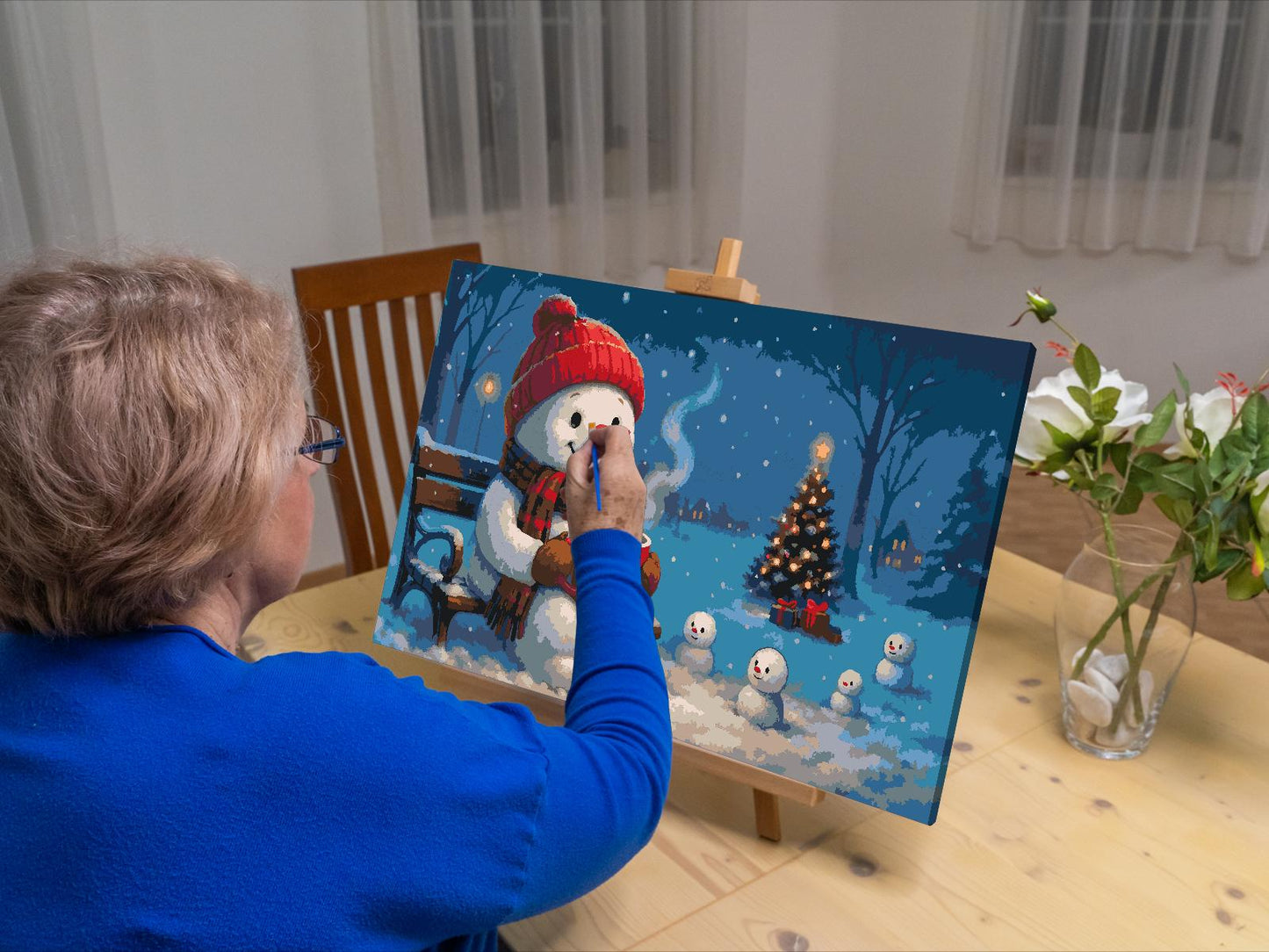 Paint by number - Snemand på en bænk