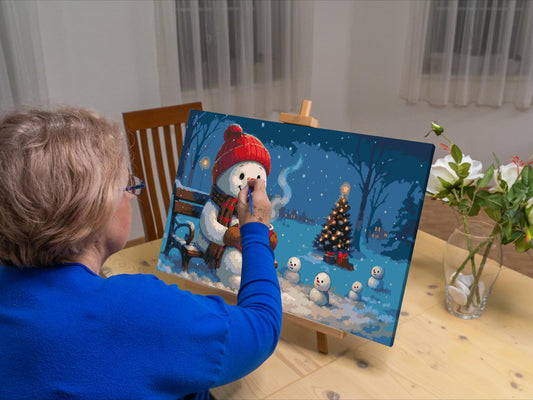 Paint by number - Snemand på en bænk