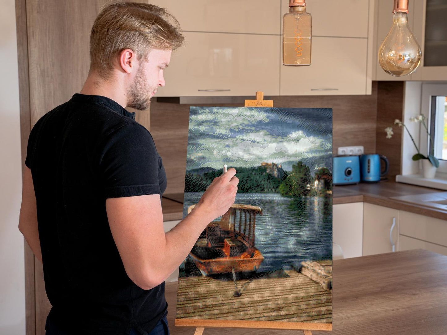 Diamond Paint - Båd på Bled-søen - Slovenien