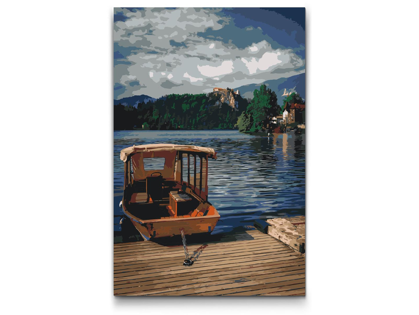 Paint by number - Båd på Bled-søen - Slovenien