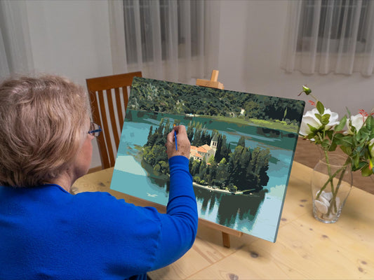 Paint by number - Visovac-øen - Kroatien