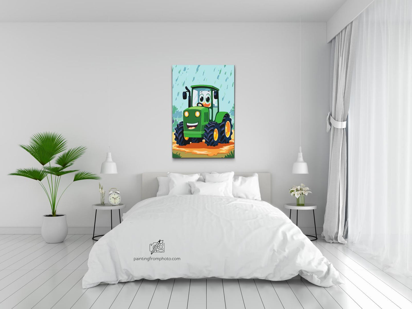 Paint by number - Grøn traktor til børn