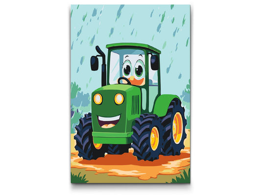 Paint by number - Grøn traktor til børn
