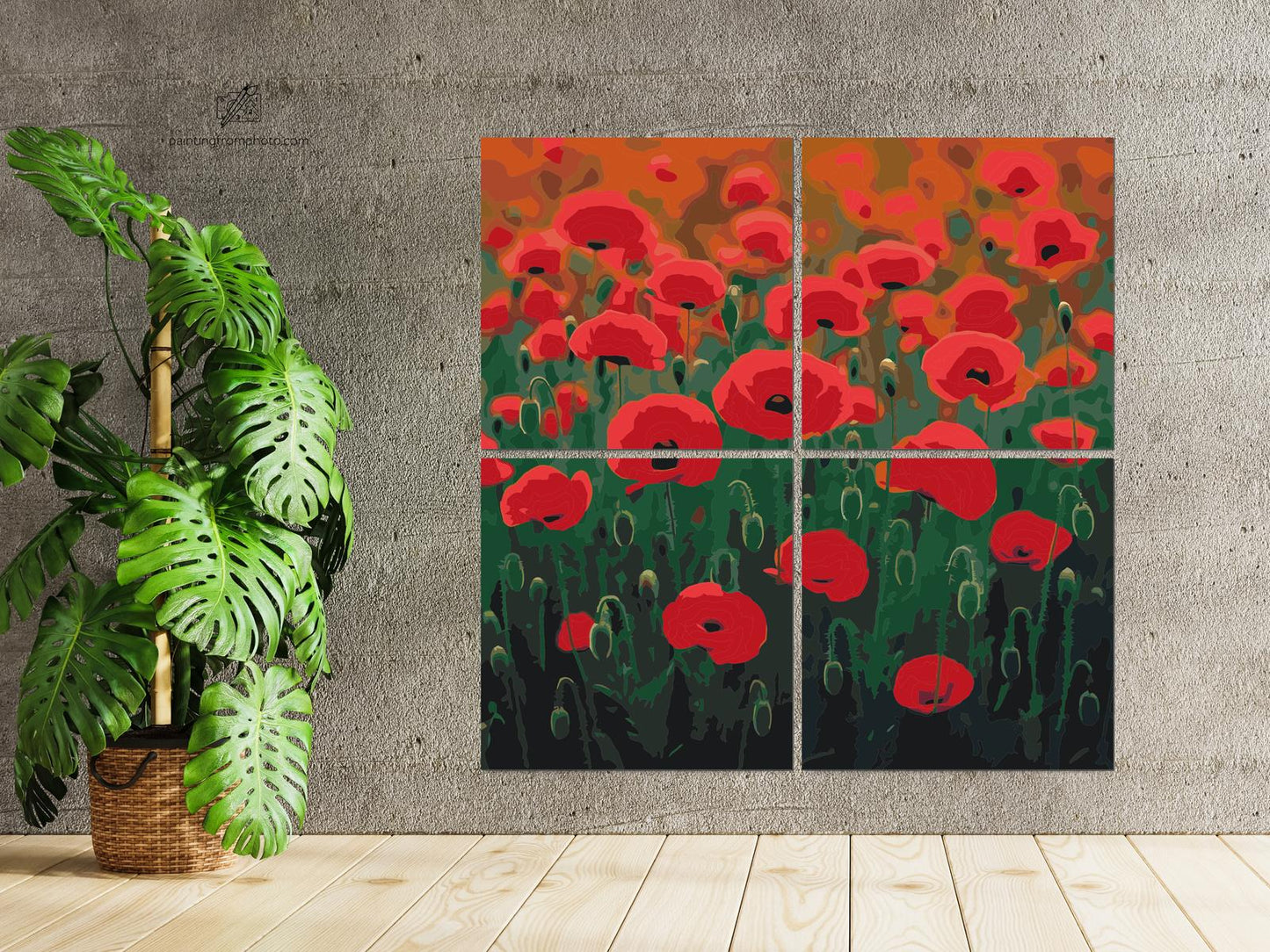 Paint by number - Valmuesymfoni (sæt af 4 lærreder)