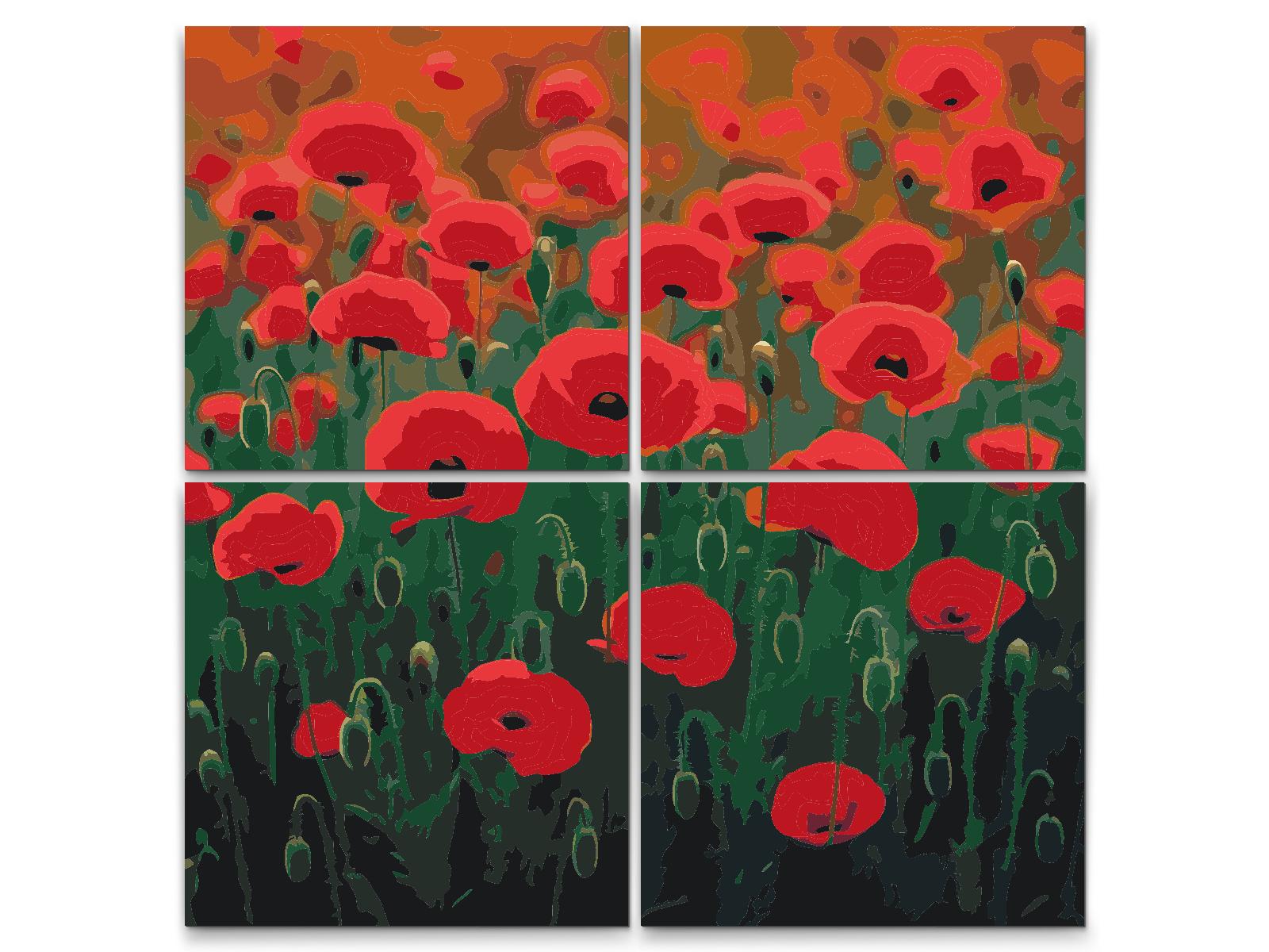 Paint by number - Valmuesymfoni (sæt af 4 lærreder)