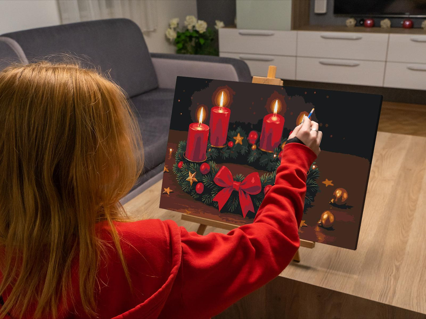 Paint by number - Adventskrans til bordet