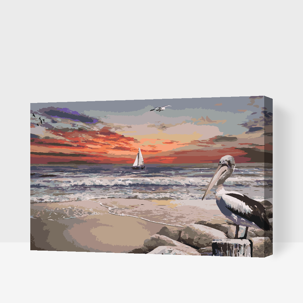 Paint by number - Pelican og Boat