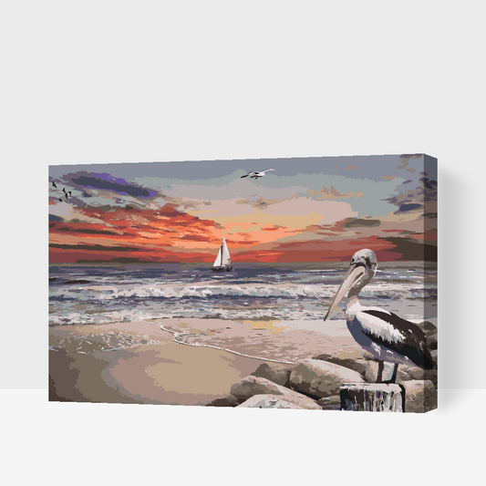 Paint by number - Pelican og Boat