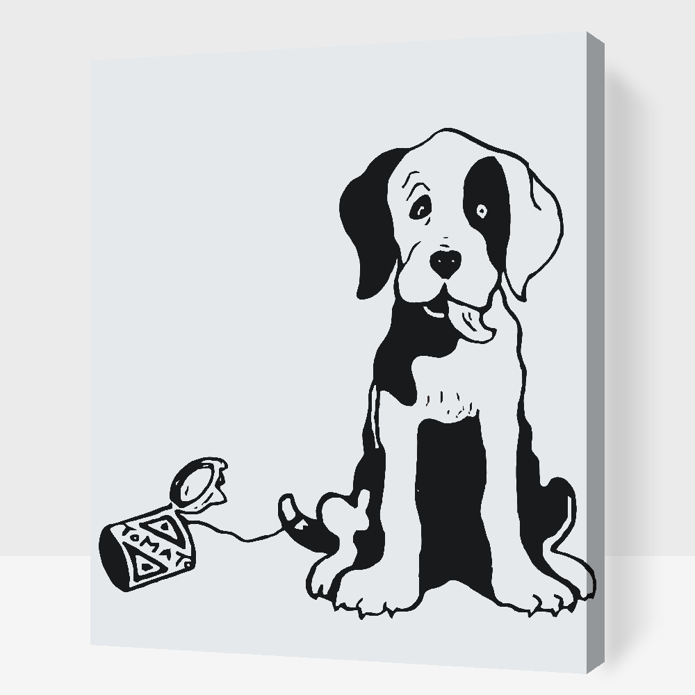Paint by number - B/W Dog