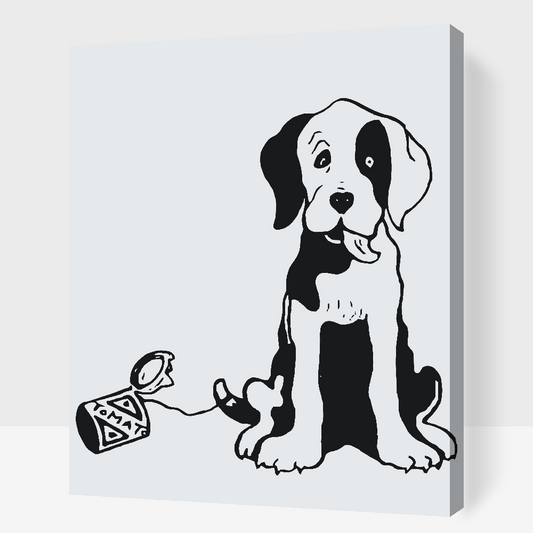 Paint by number - B/W Dog