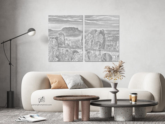 Dotting - Bastei-broen – Tyskland (sæt af 2 lærreder)