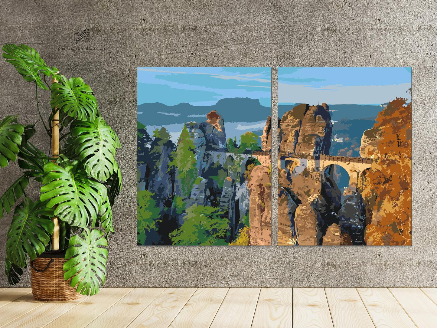 Paint by number - Bastei-broen – Tyskland (sæt af 2 lærreder)