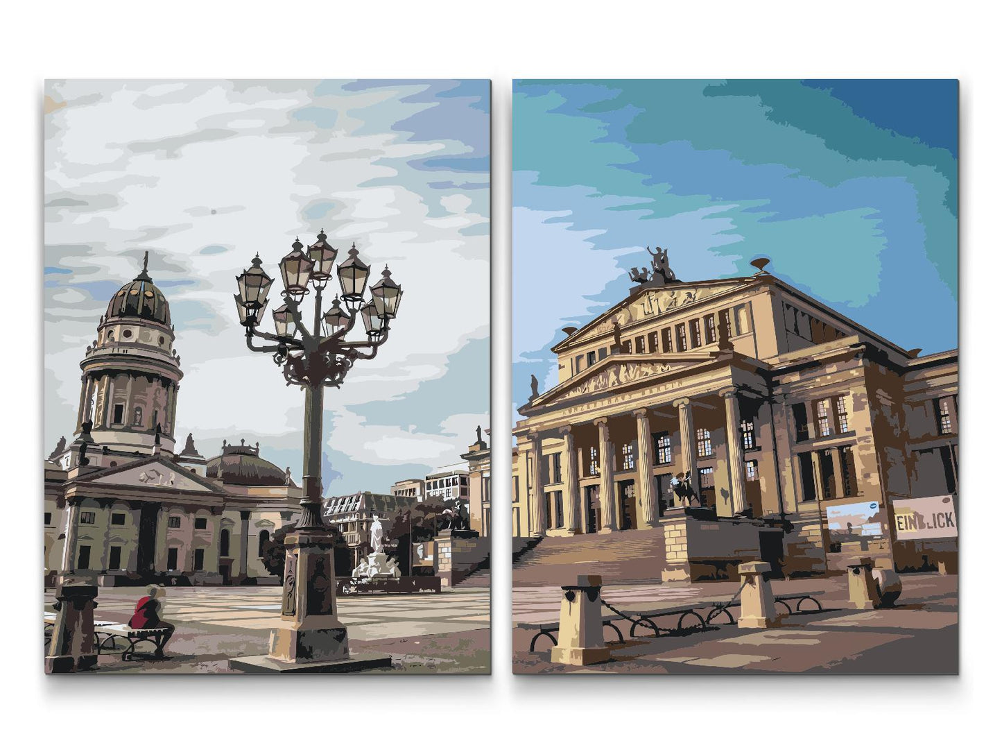 Paint by number - Solrige Gendarmenmarkt-pladsen, Berlin – Tyskland (sæt af 2 lærreder)