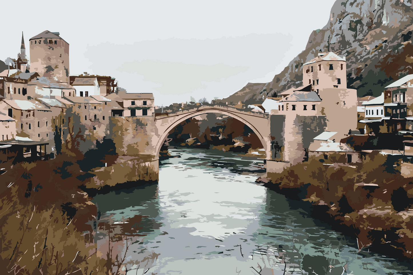 Paint by number - Mostar-broen
