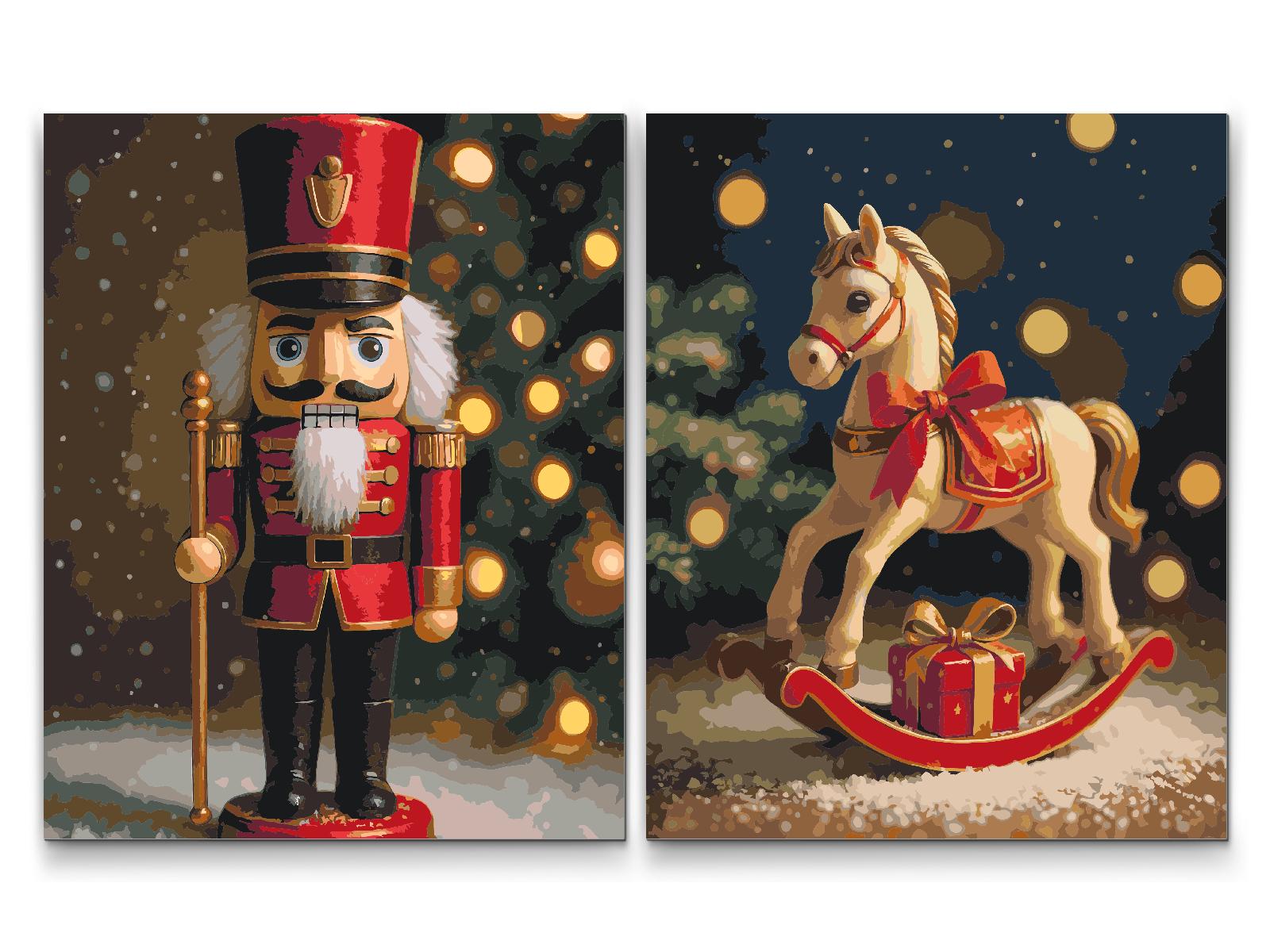 Paint by number - Nøddeknækkeren og gyngehesten (sæt af 2 lærreder)
