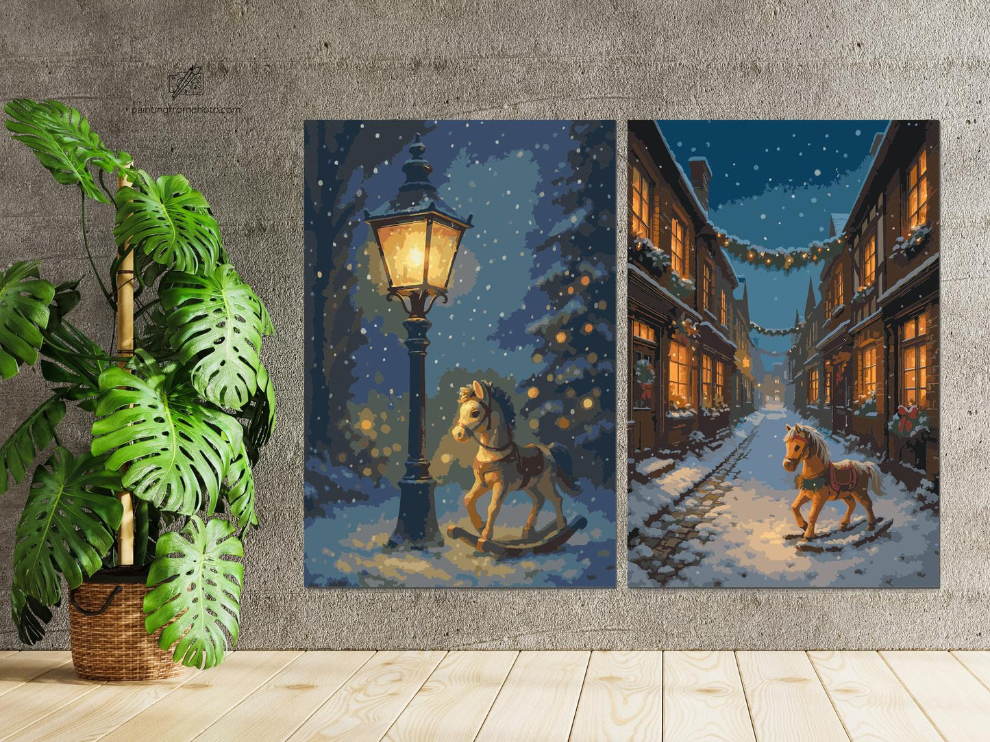 Paint by number - Rocking Horses (sæt af 2 lærreder)