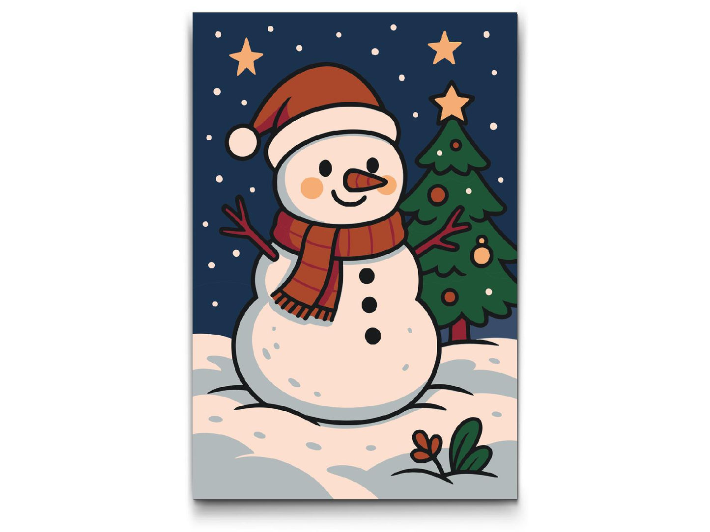 Paint by number - Snemand ved juletræet