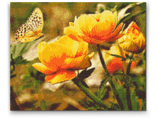 Diamond Paint - Sommerfugl med blomster