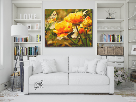 Diamond Paint - Sommerfugl med blomster