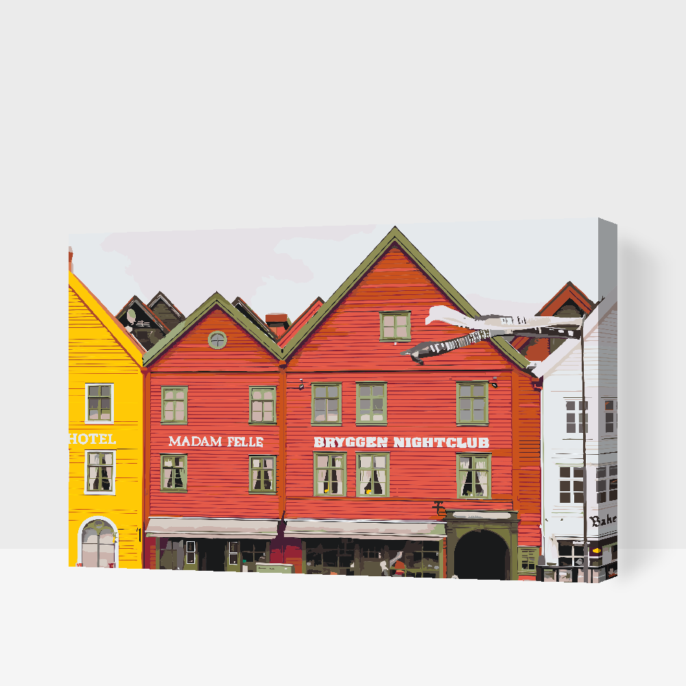 Paint by number - Bryggen, Norge