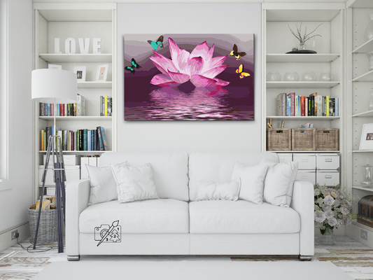 Paint by number - Lotus og Sommerfugl