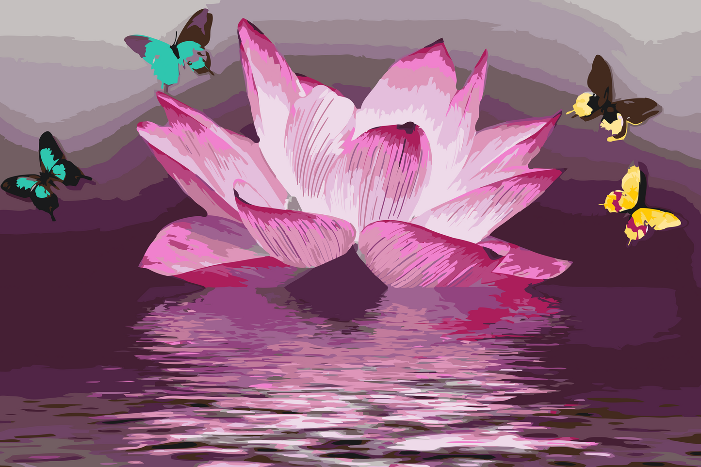 Paint by number - Lotus og Sommerfugl