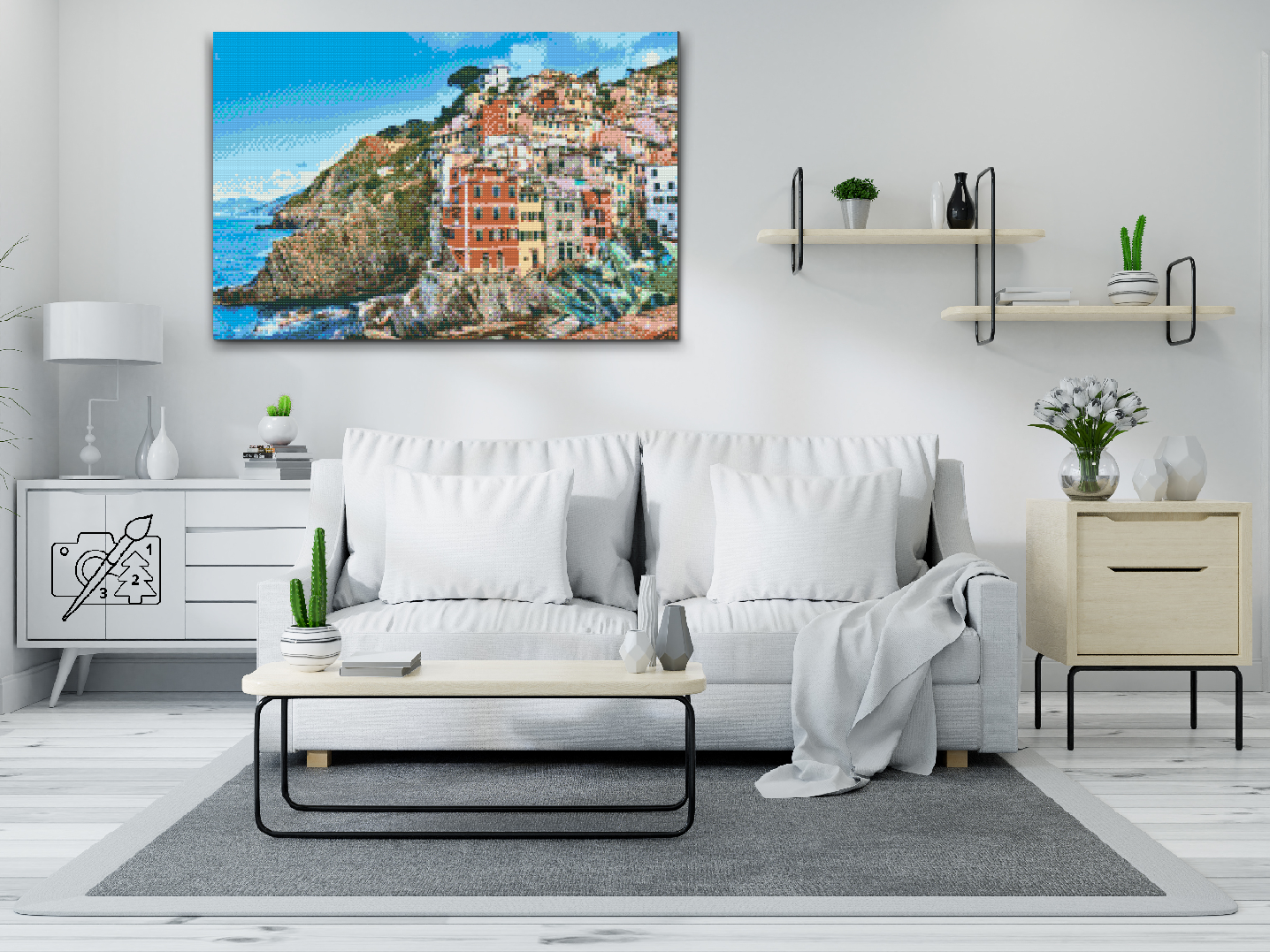 Diamond Paint - Huse ved kysten