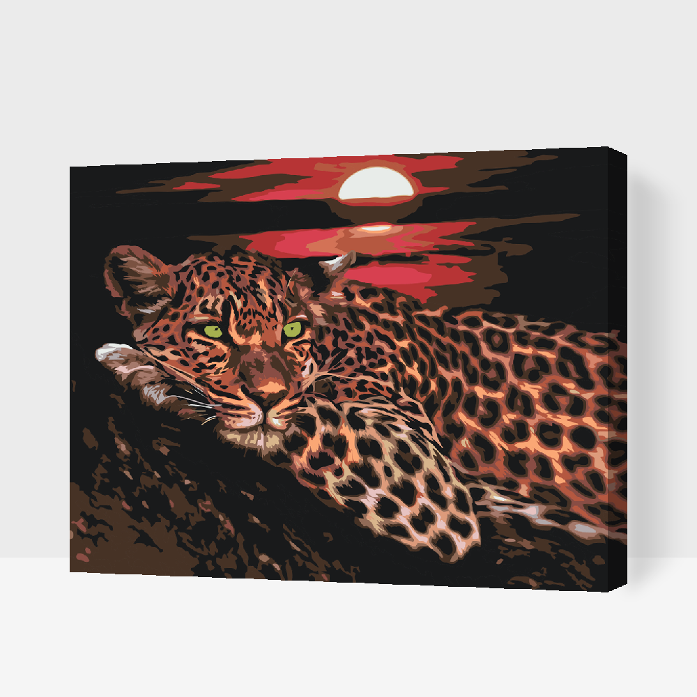 Paint by number - Leopard ved solnedgang