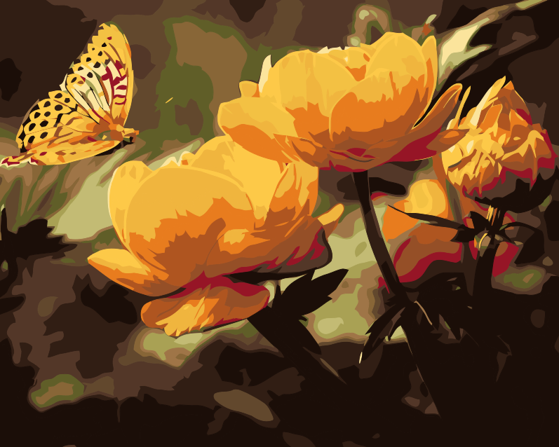 Paint by number - Sommerfugl med blomster