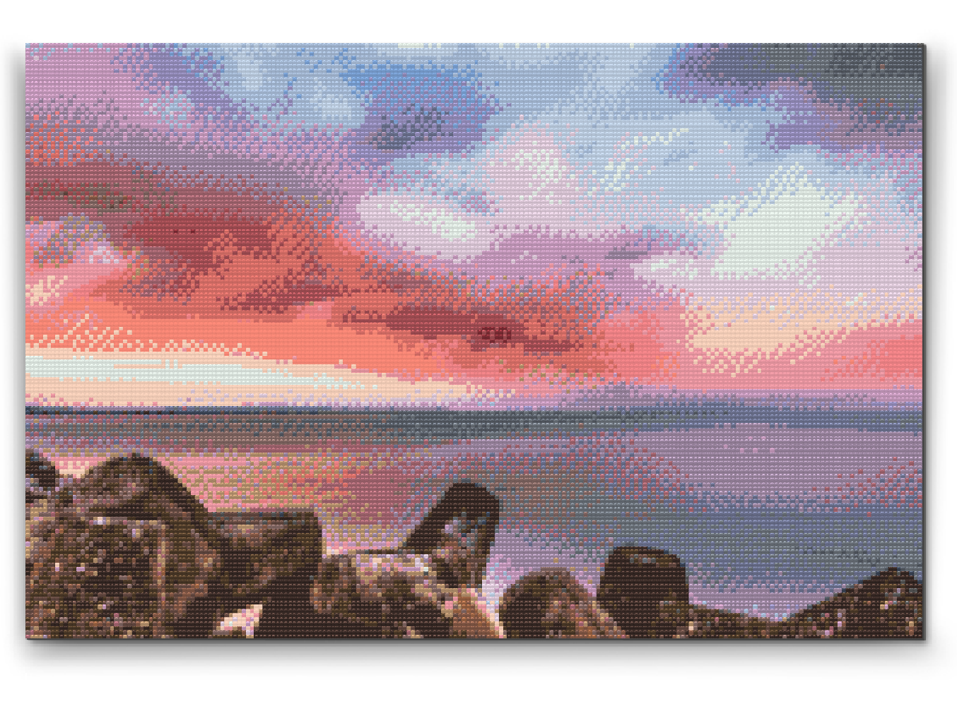 Diamond Paint - Rød solnedgang over havet