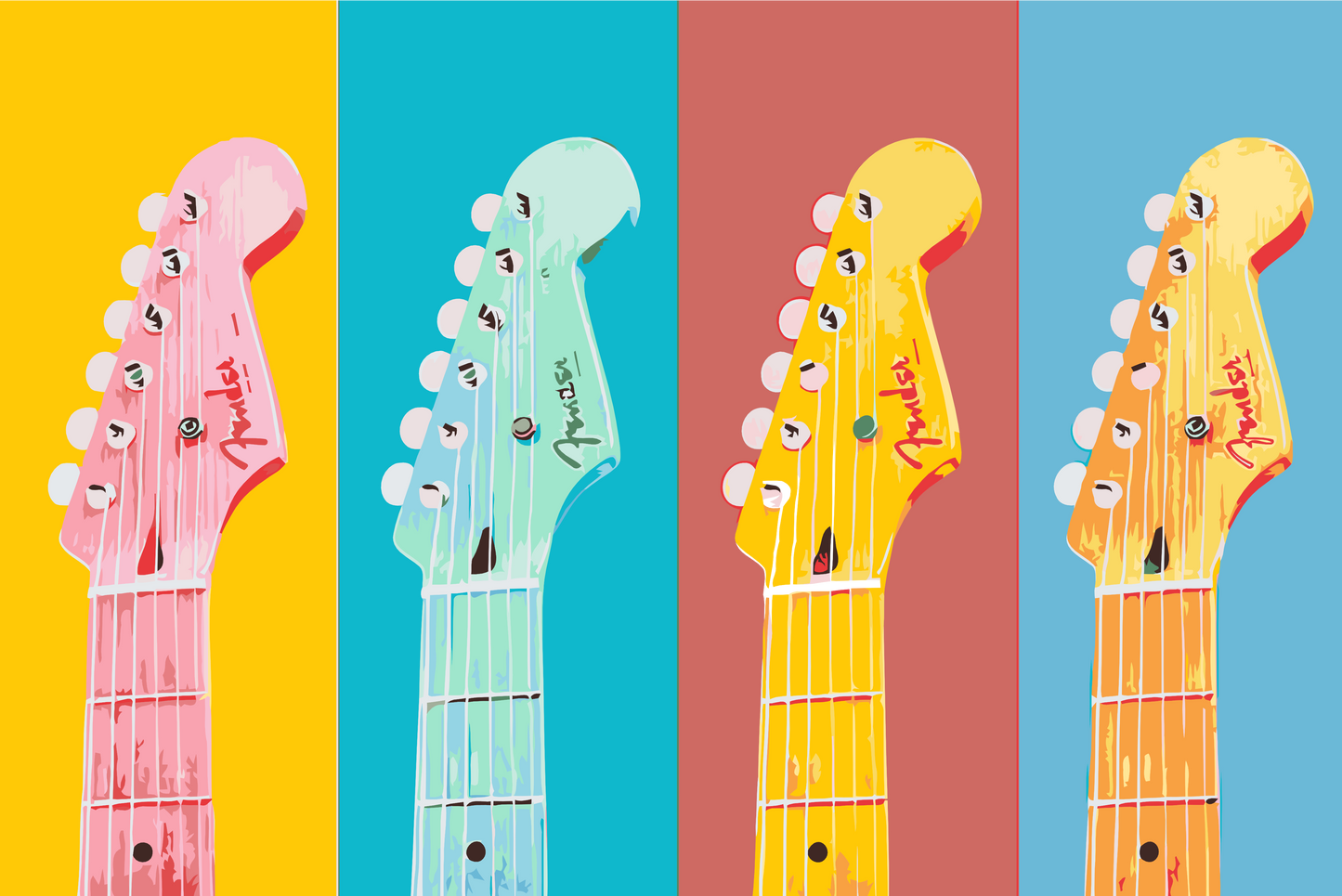 Paint by number - Farverige guitarer