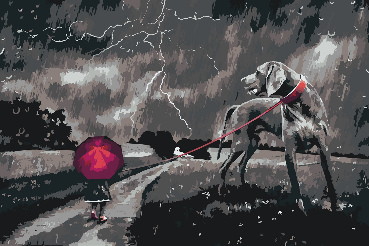 Paint by number - At gå i regnen