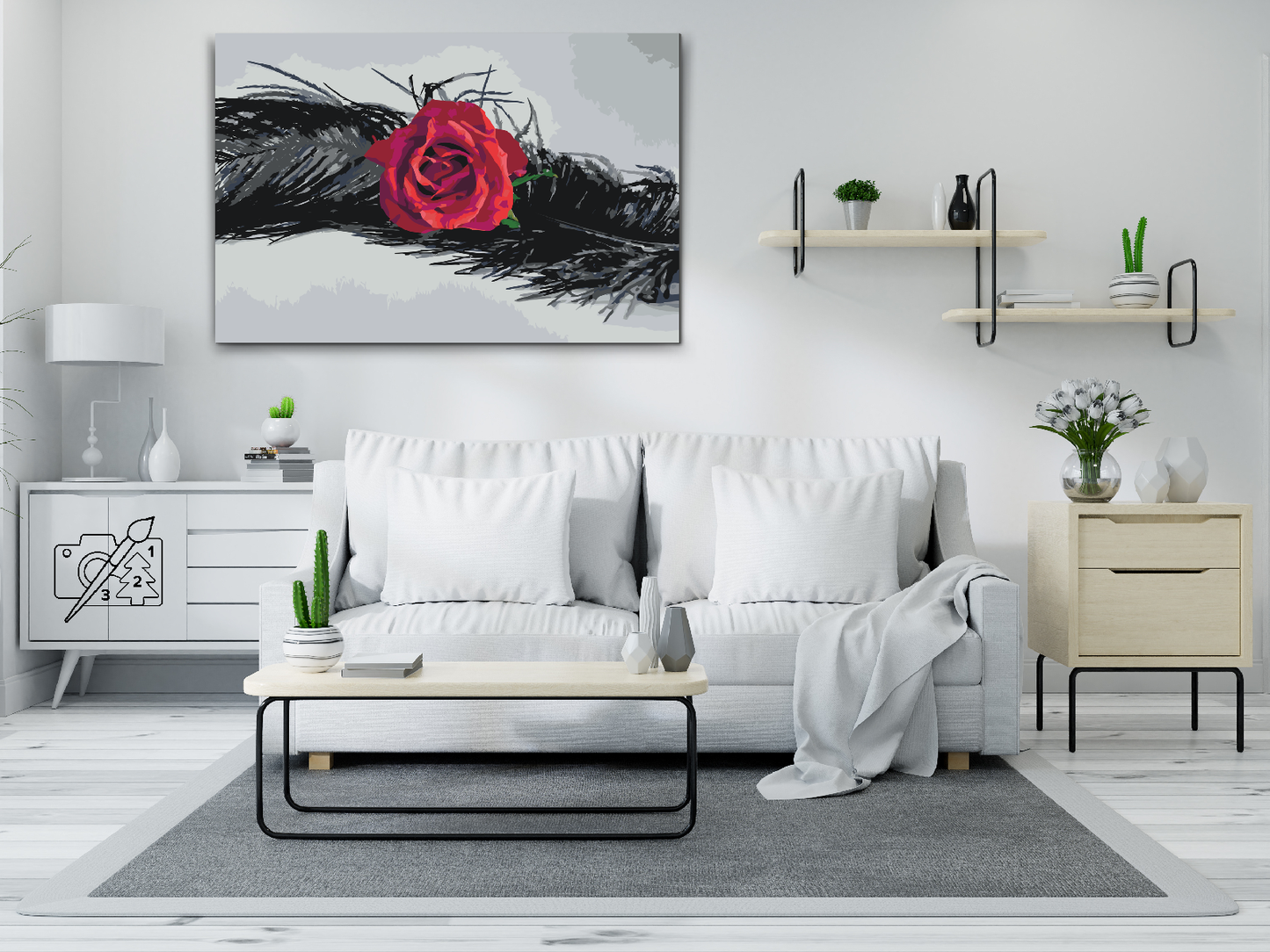 Paint by number - Rose i en fjer