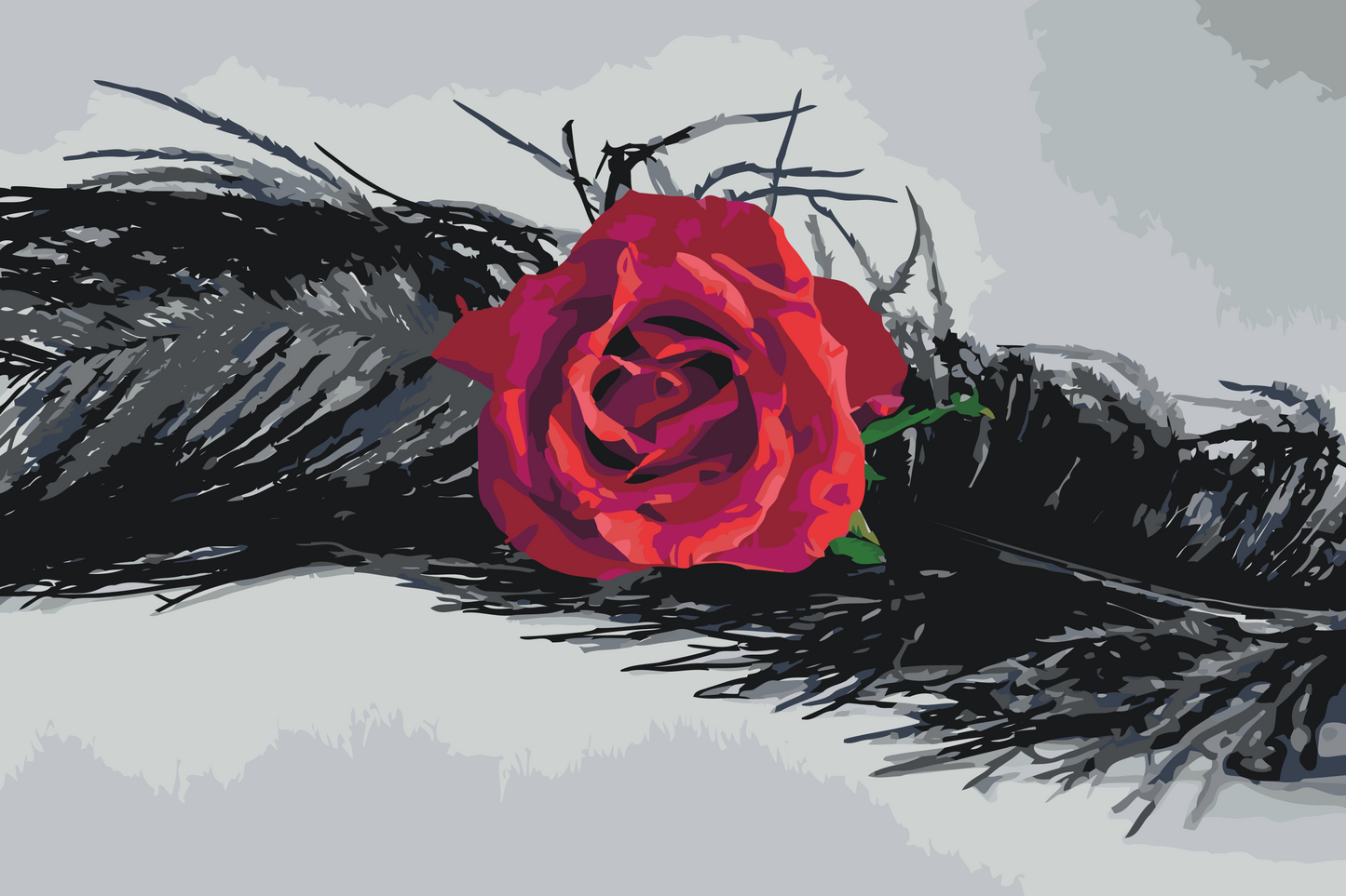 Paint by number - Rose i en fjer