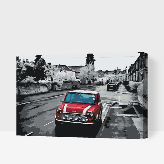 Paint by number - Minicooper på vejen